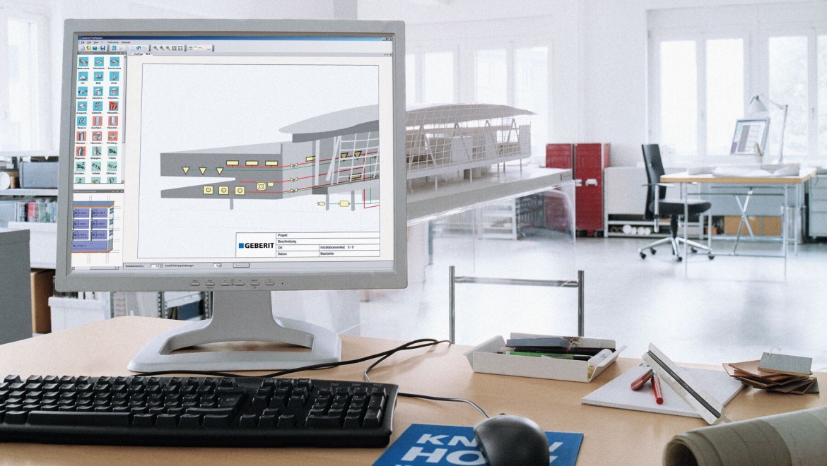 Datora ekrāns ar Geberit ProPlanner
