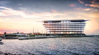 Levitējoša viegluma sala: Farmācijas uzņēmuma Ferring Pharmaceuticals jaunā mītne Kastrupā (Dānija). © Foster&Partners